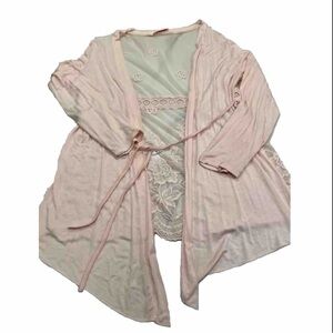 New Collection Made in Italy Pink Quarter Sleeve Cardigan W/ Lace Back Size S/M